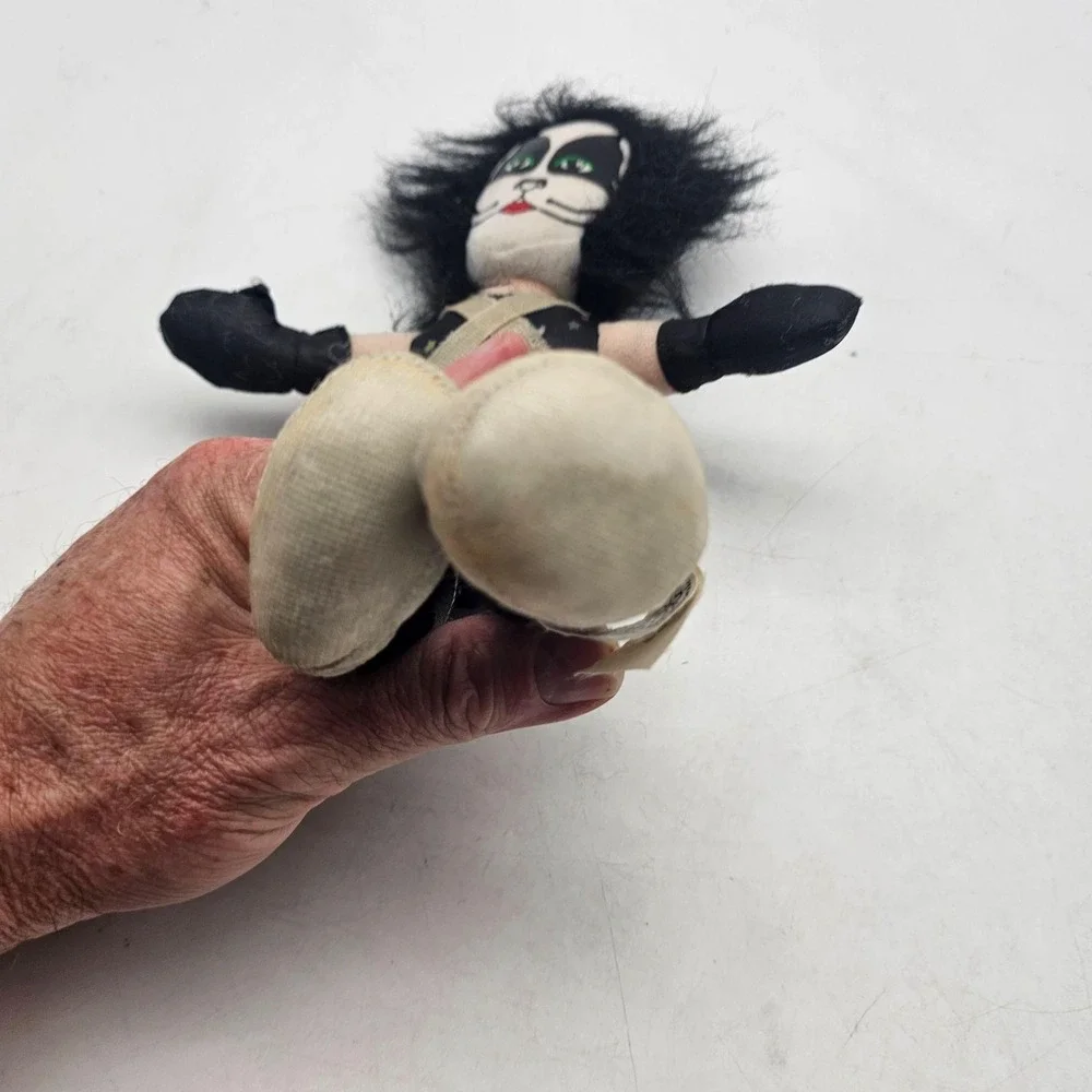 Vintage 2002 Toy Works KISS Peter Criss Catman Plush Doll Black Stars Outfit